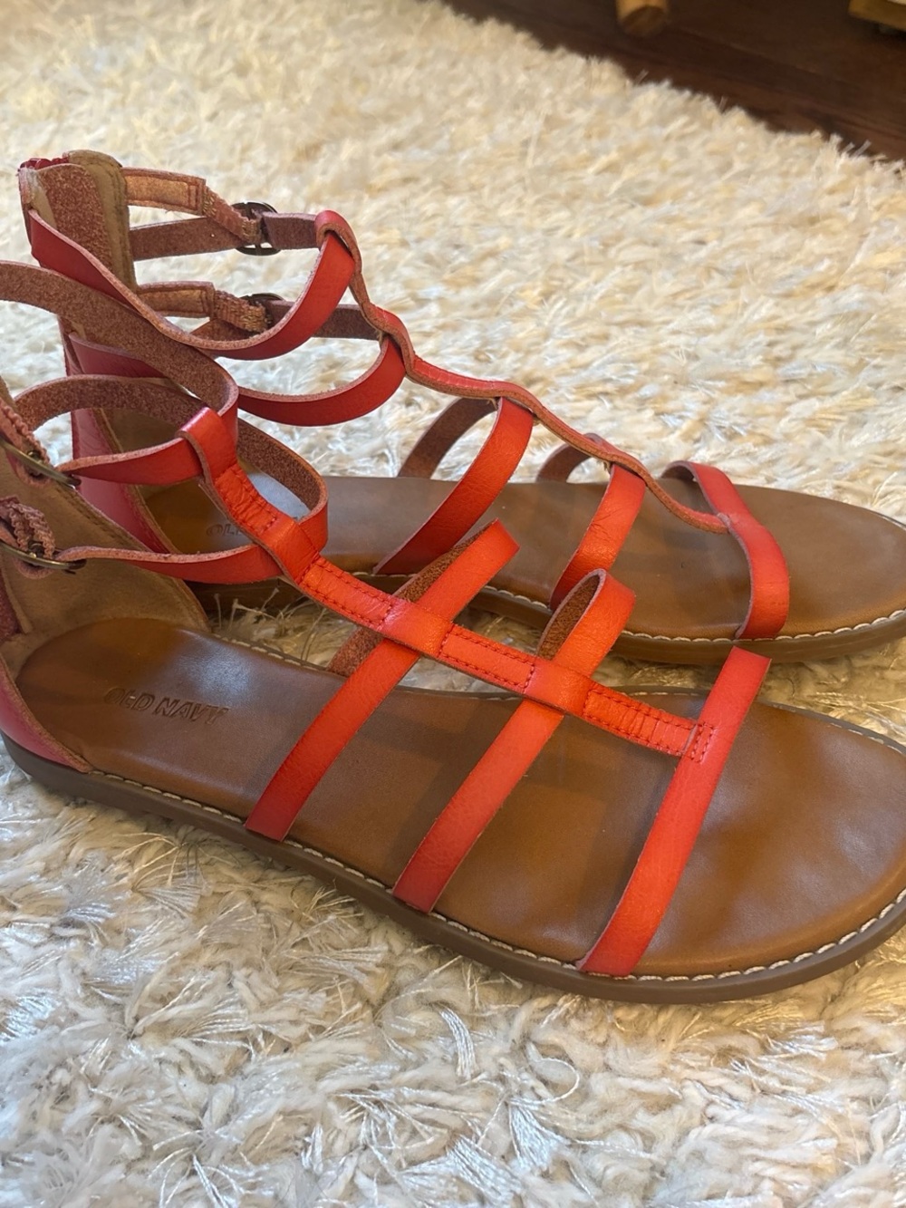 Old Navy Coral Leather Strap Sandals for Women Size 7